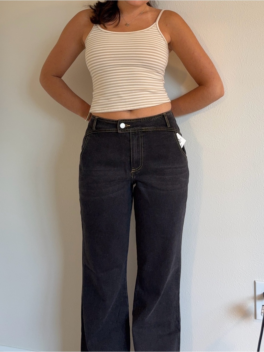 Le Lis Black Wide-Leg High-Rise Jeans